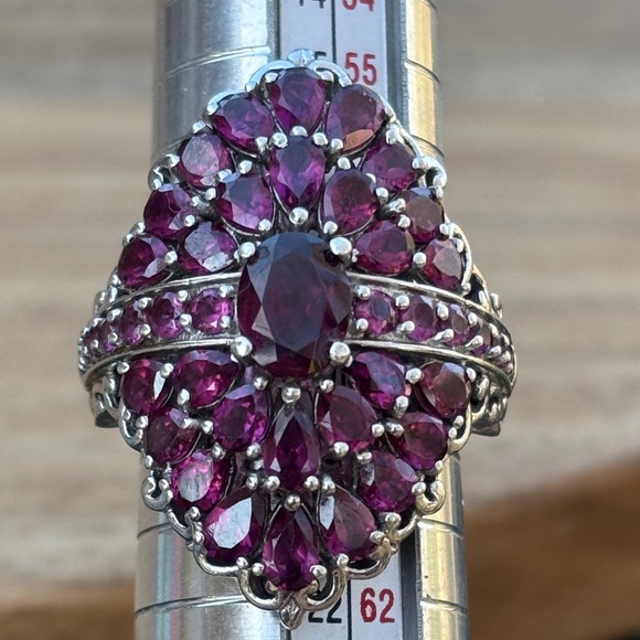 Sterling Jewelry - Beautiful garnet & sterling cocktail ring size 9